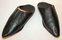 Babouche marocaine pointue Chaussons en cuir noir