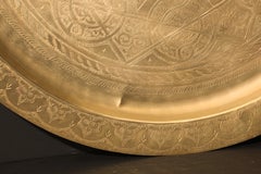 Moroccan Polished Round Large Brass Tray 35 in. Diameter