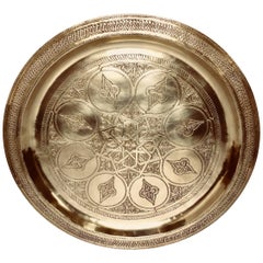 Moroccan Polished Round Brass Tray