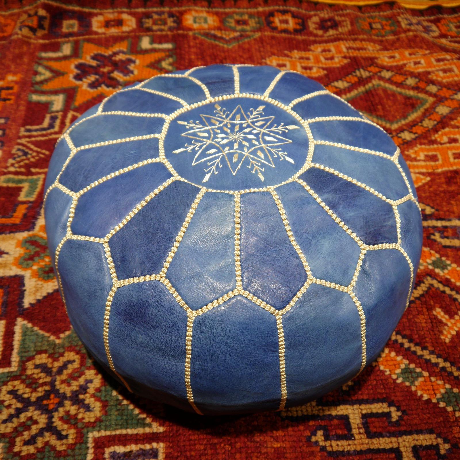 moroccan pouf blue
