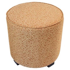 Moroccan Pouf Upholstered in Gold Fabric Stool