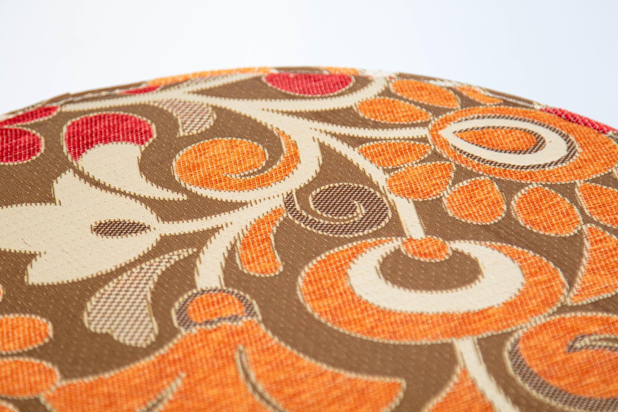 Moroccan Pouf Upholstered Stool in Bold Colorful Floral Fabric For Sale 4