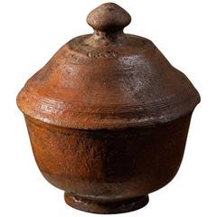 Vaso marocchino in terracotta con coperchio di Tamegroute, pre-smalto