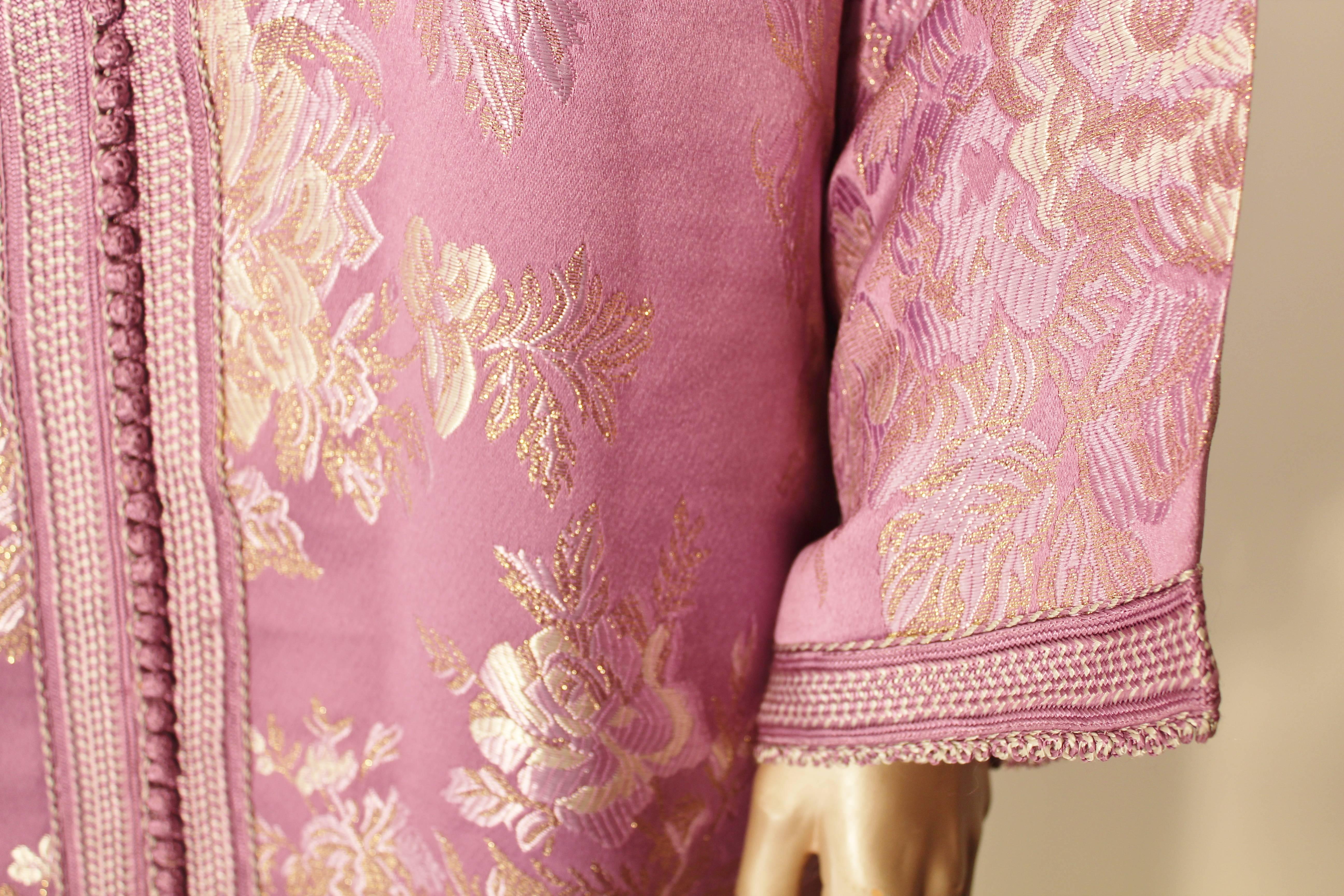 Robe de caftan en brocart violet marocain Robe Maxi Kaftan Taille M en vente 2