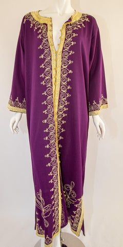 Moroccan Purple Vintage Caftan Maxi Dress Vintage Kaftan 1970 Size M to L