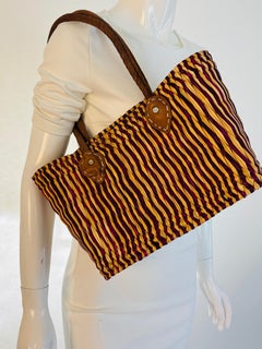 Moroccan Raffia Straw Basket Tote Bag with Leather Handles
