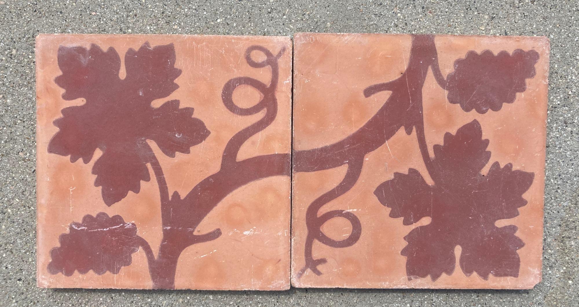 Moroccan handcrafted and hand-painted cement tiles with traditional Marrakech ochre and red colors.
These are authentic Moroccan reclaimed encaustic tiles hand made by artisans in Fez Morocco.
These are handmade cement tiles many variations in