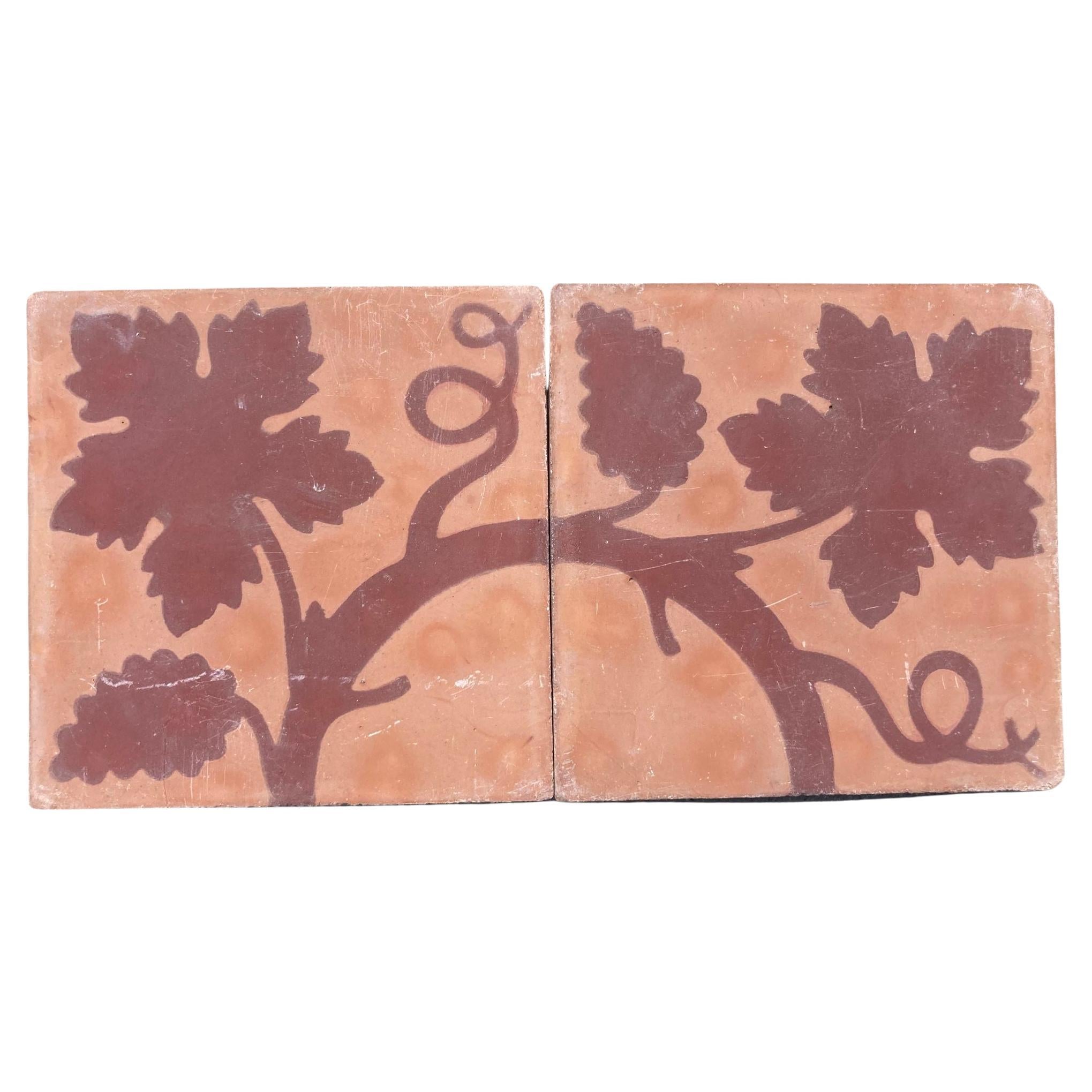 Moroccan Reclaimed Encaustic Tiles Set of 2