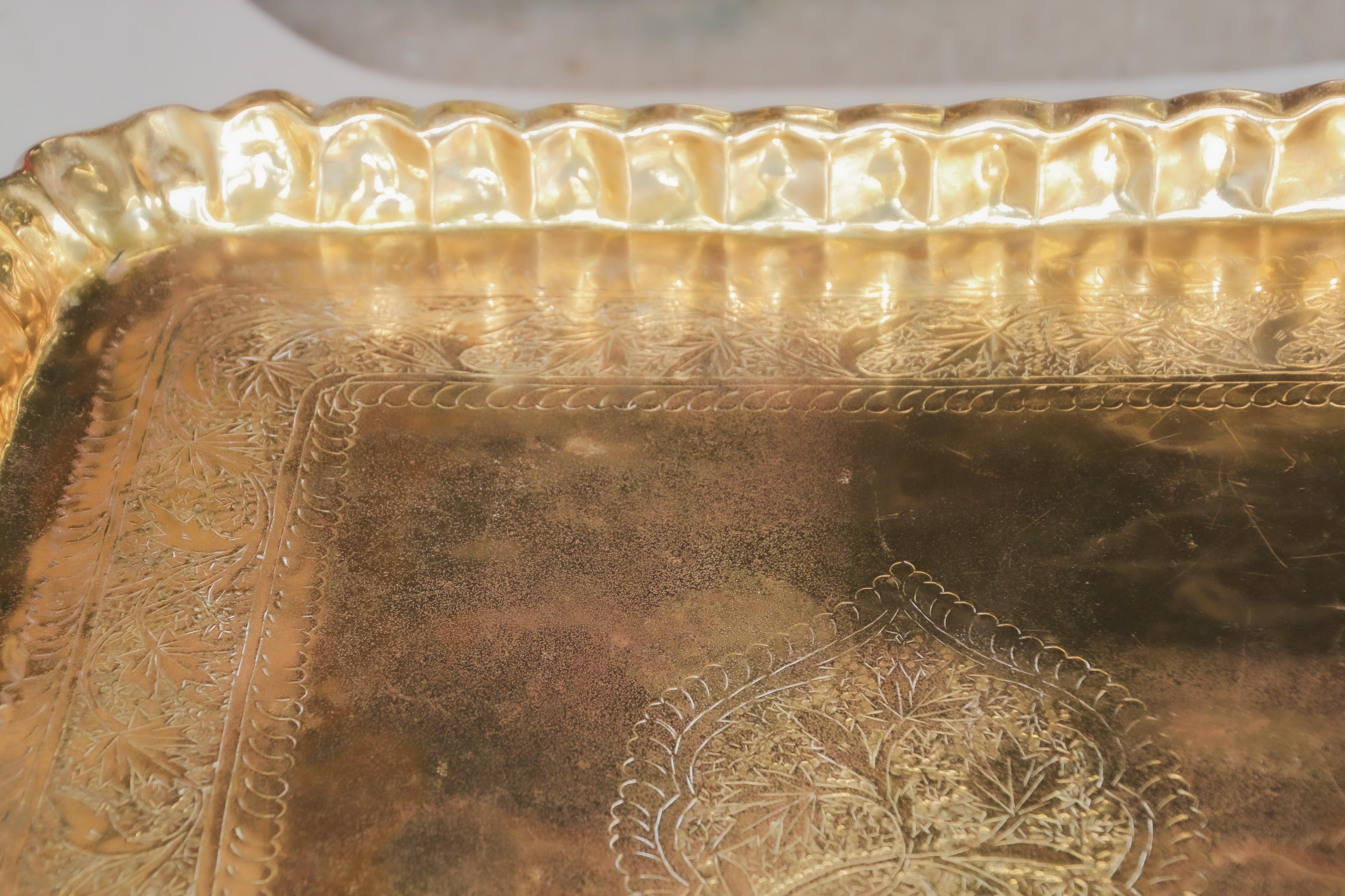 Moorish Rectangular Brass Tray Coffee Table 6