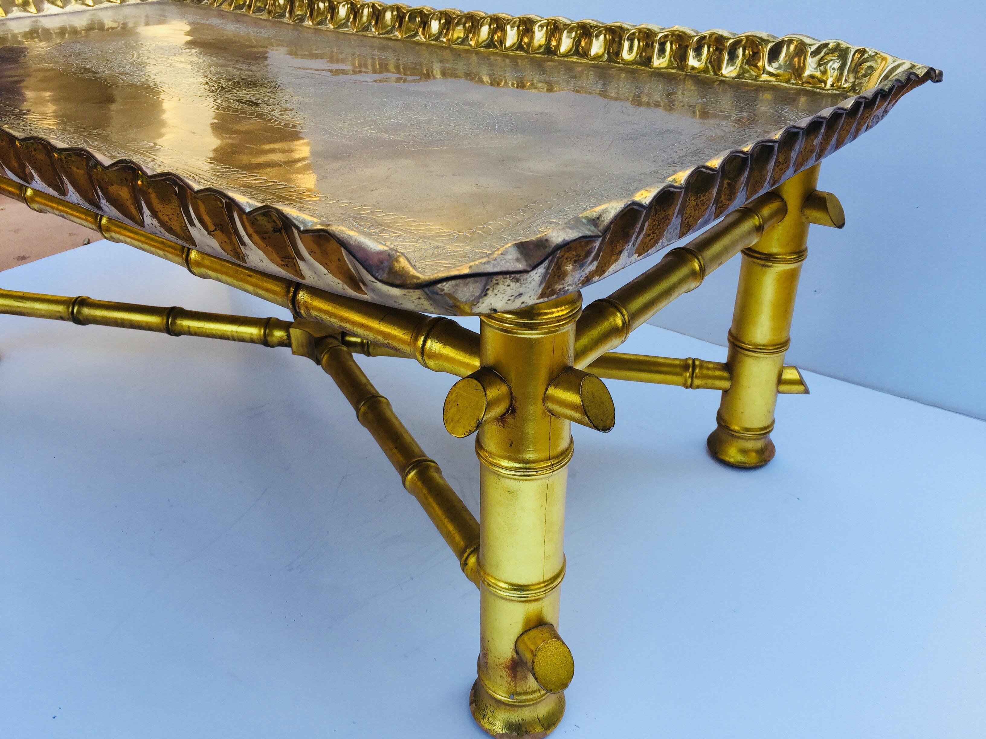 Rectangular Moroccan Brass Tray Coffee Table 7