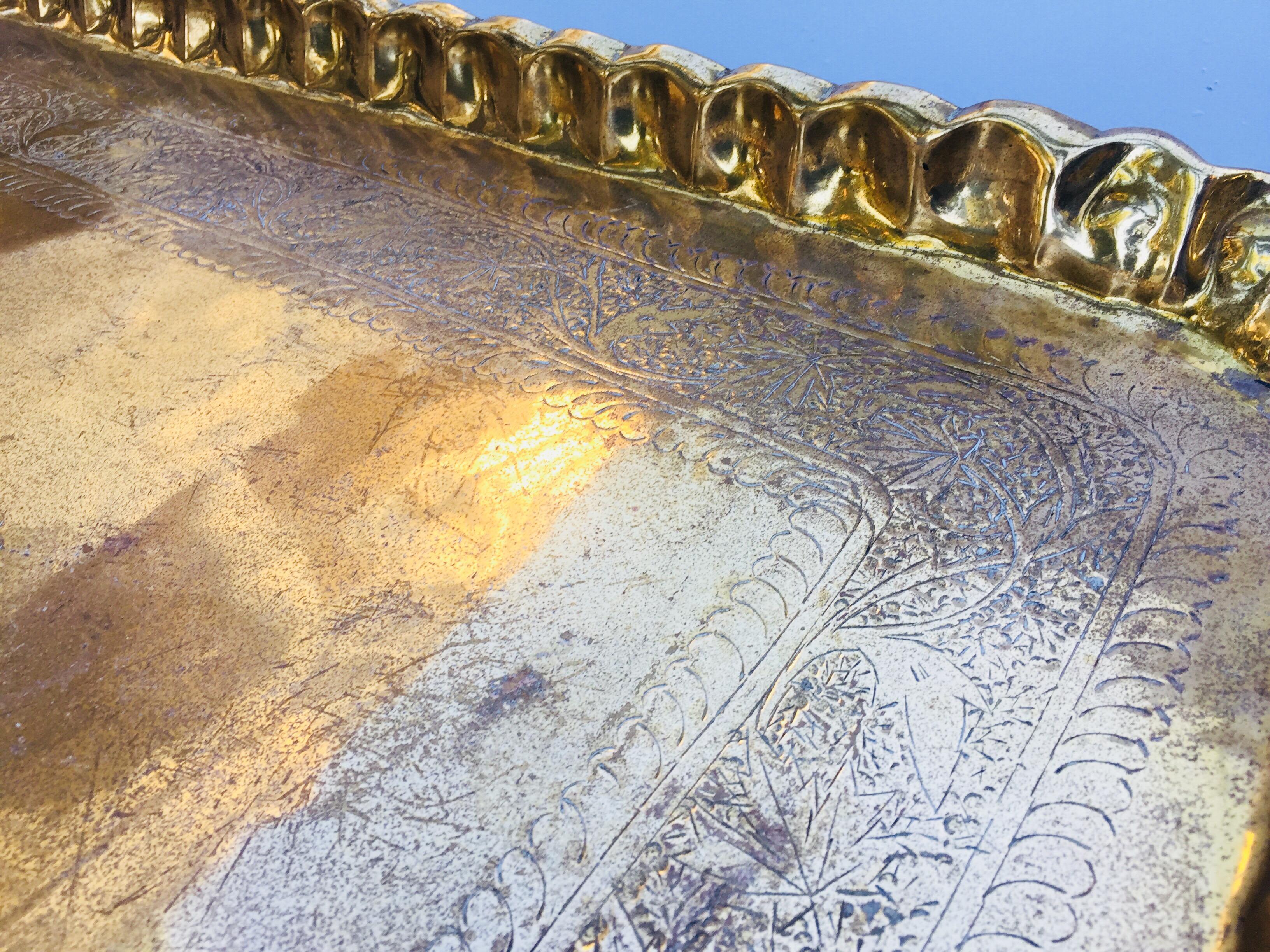 Rectangular Moroccan Brass Tray Coffee Table 8