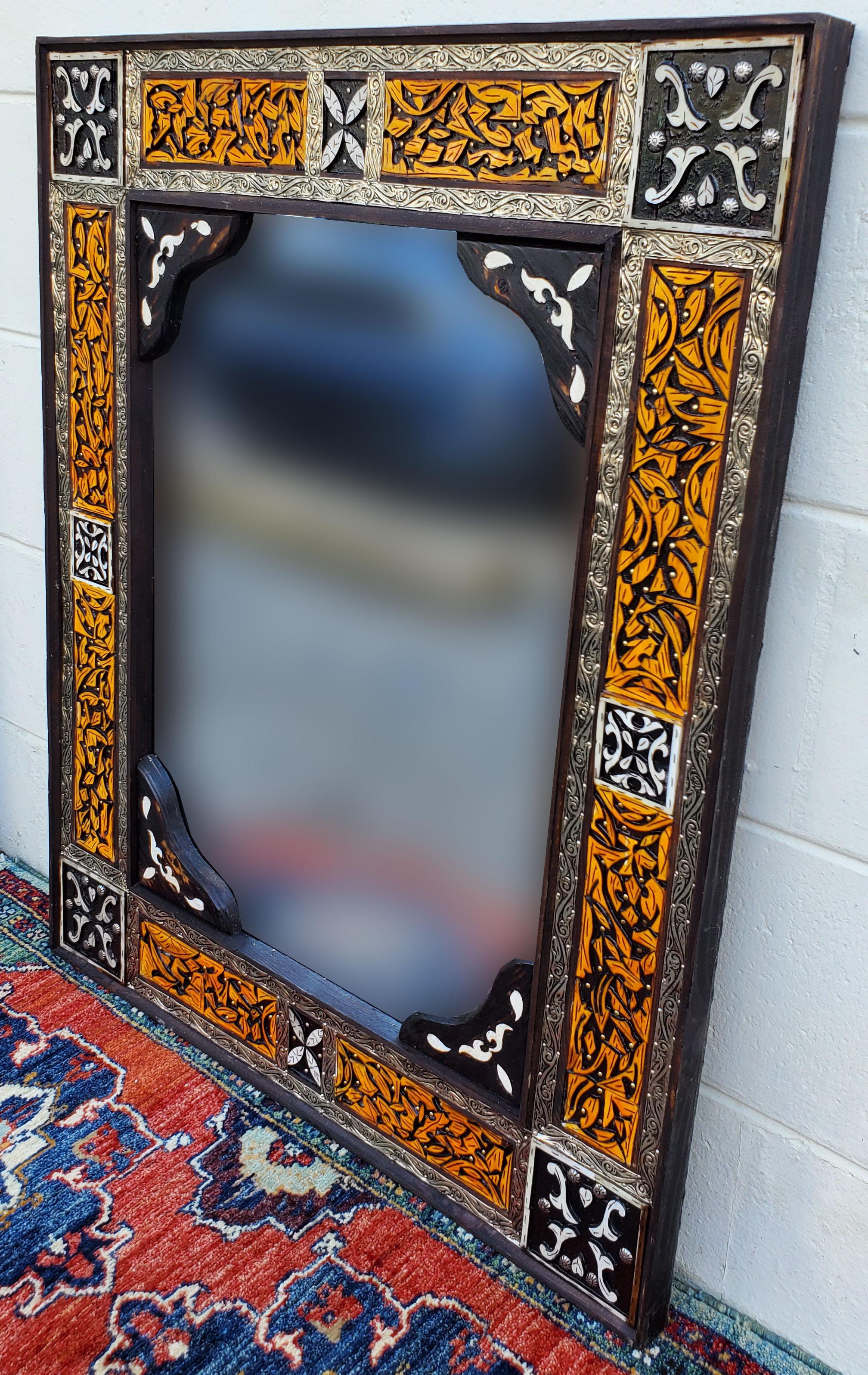 Wood Moroccan Rectangular Camel Bone Mirror, 107MLM24 For Sale