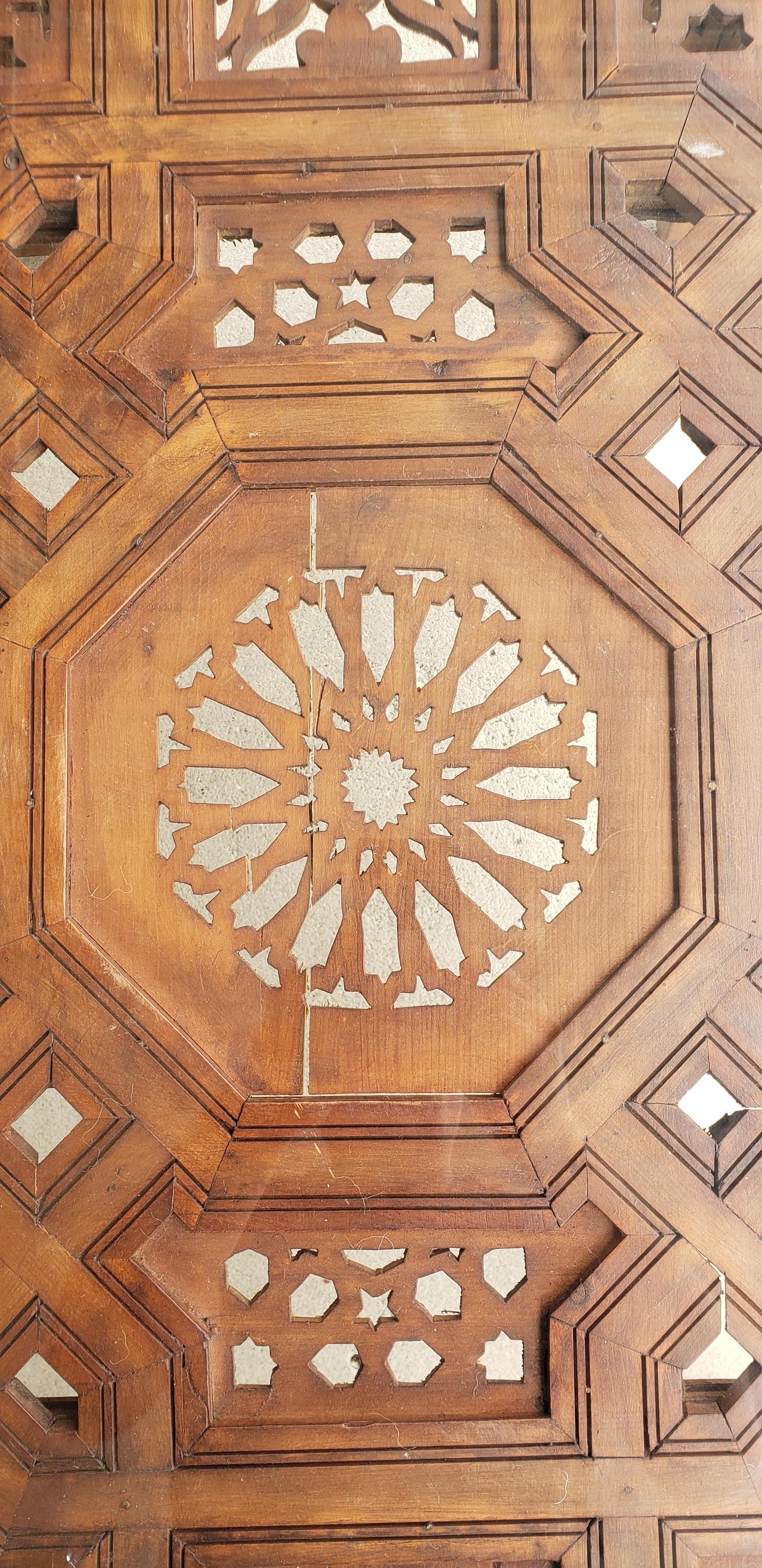 Color: Light brown.
Very exotic hand carved Moroccan coffee table. With its detailed carving along the sides and the top, this table will sure be a excellent add-on to your décor. It measures approximately 36 inches in length, 21 inches in width,