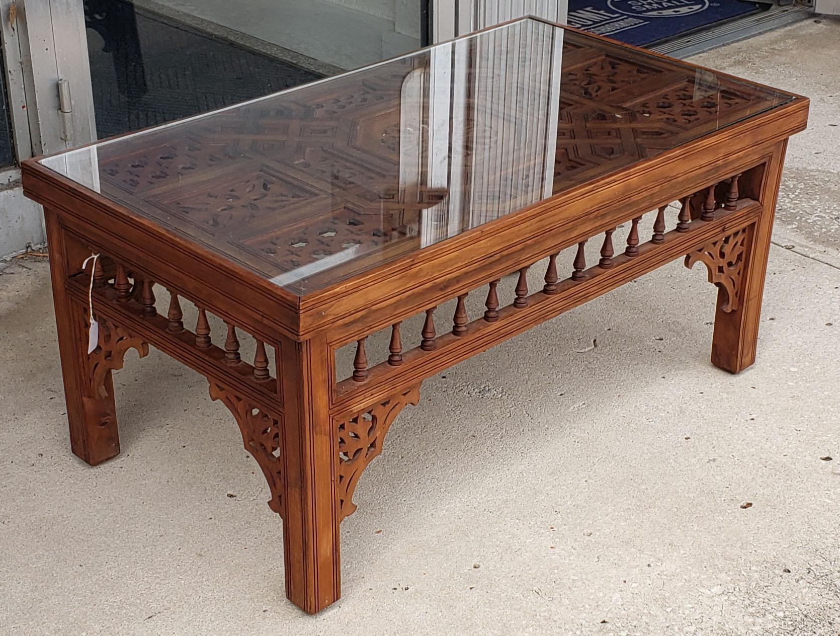 Contemporary Moroccan Rectangular Coffee Table, Cedar Wood For Sale