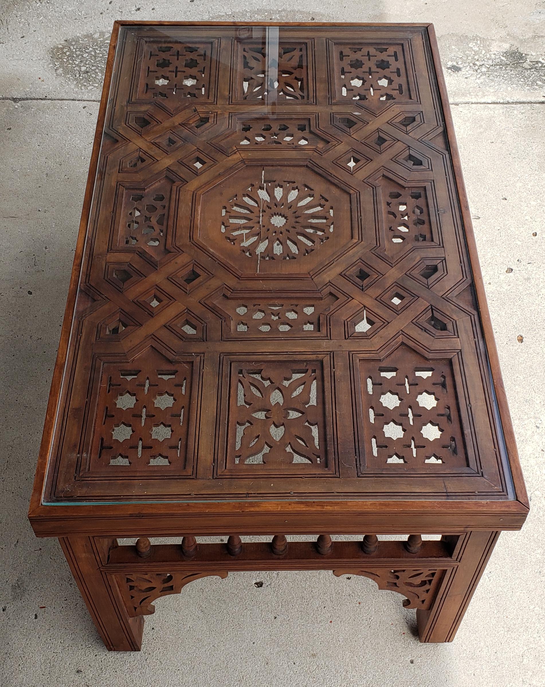 Moroccan Rectangular Coffee Table, Cedar Wood For Sale 1