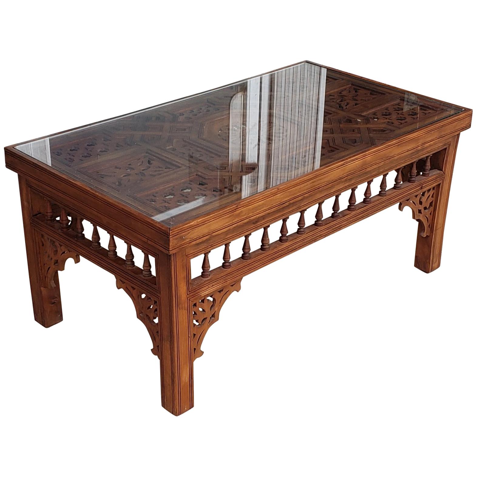 Moroccan Rectangular Coffee Table, Cedar Wood For Sale
