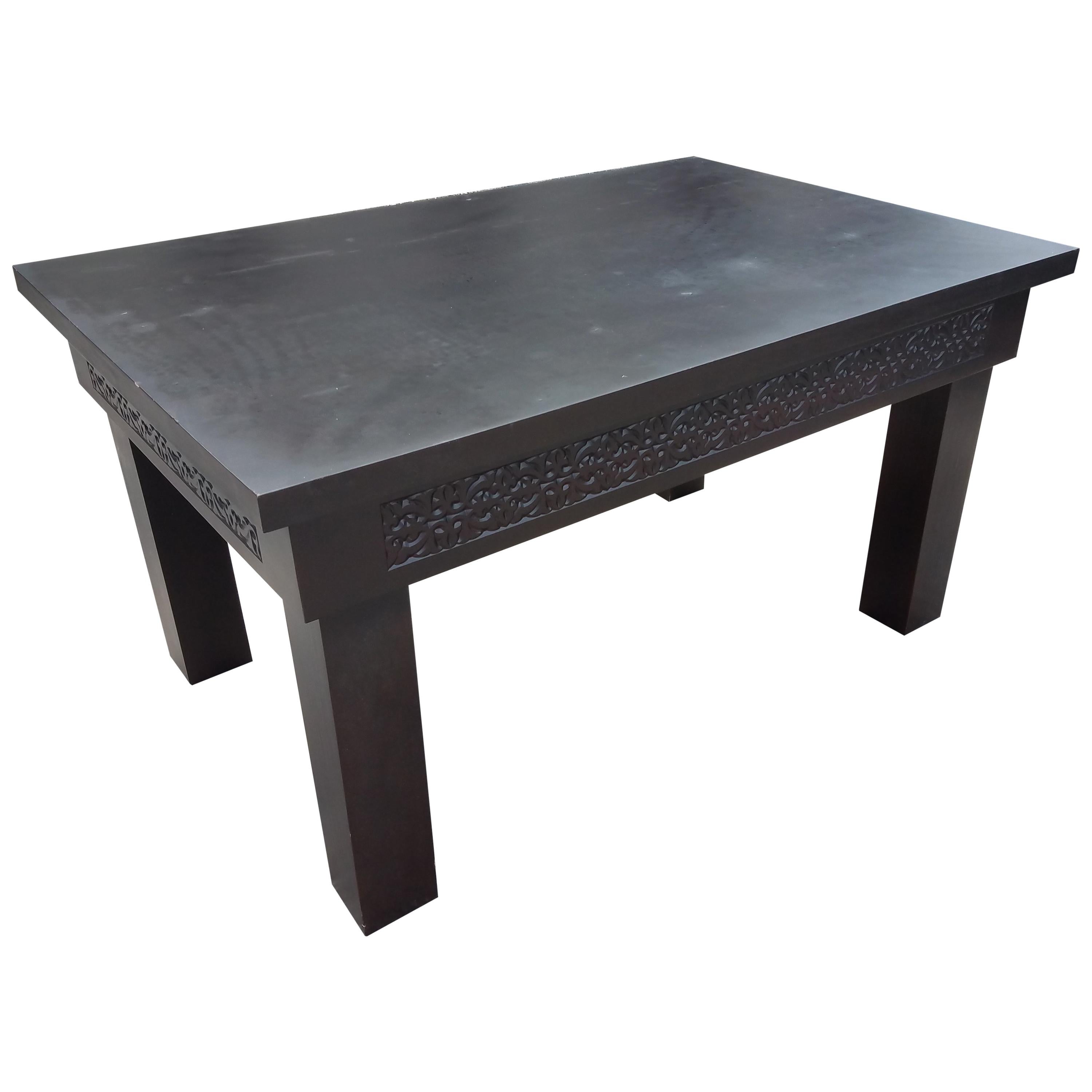 Moroccan Rectangular Wooden Coffee Table-Simple For Sale