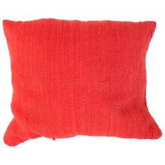 Moroccan Red Berber Pillow Cut from a Vintage Tribal Kilim Rug