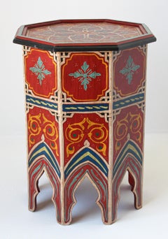 Moroccan Red Moorish Hand Painted Side Table