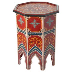 Moroccan Red Moorish Hand Painted Side Table