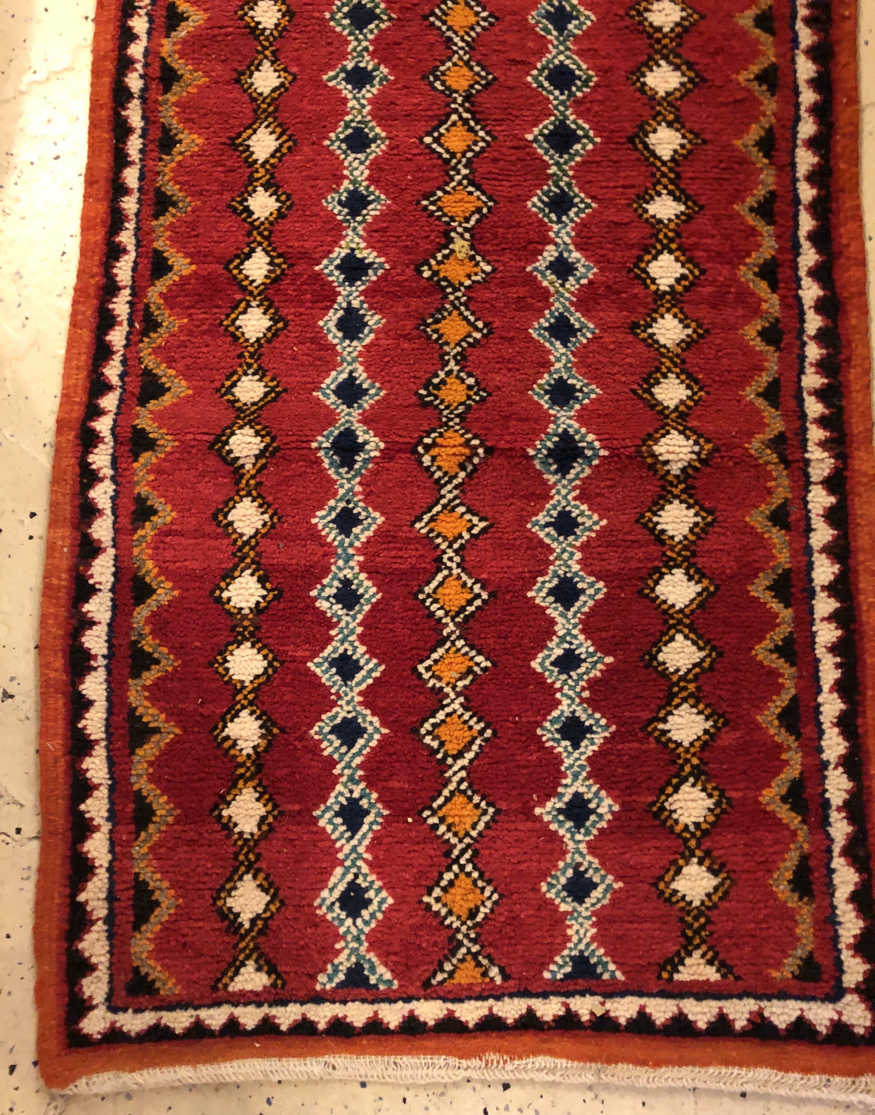 Tribal Moroccan Red Small Rug, a Pair