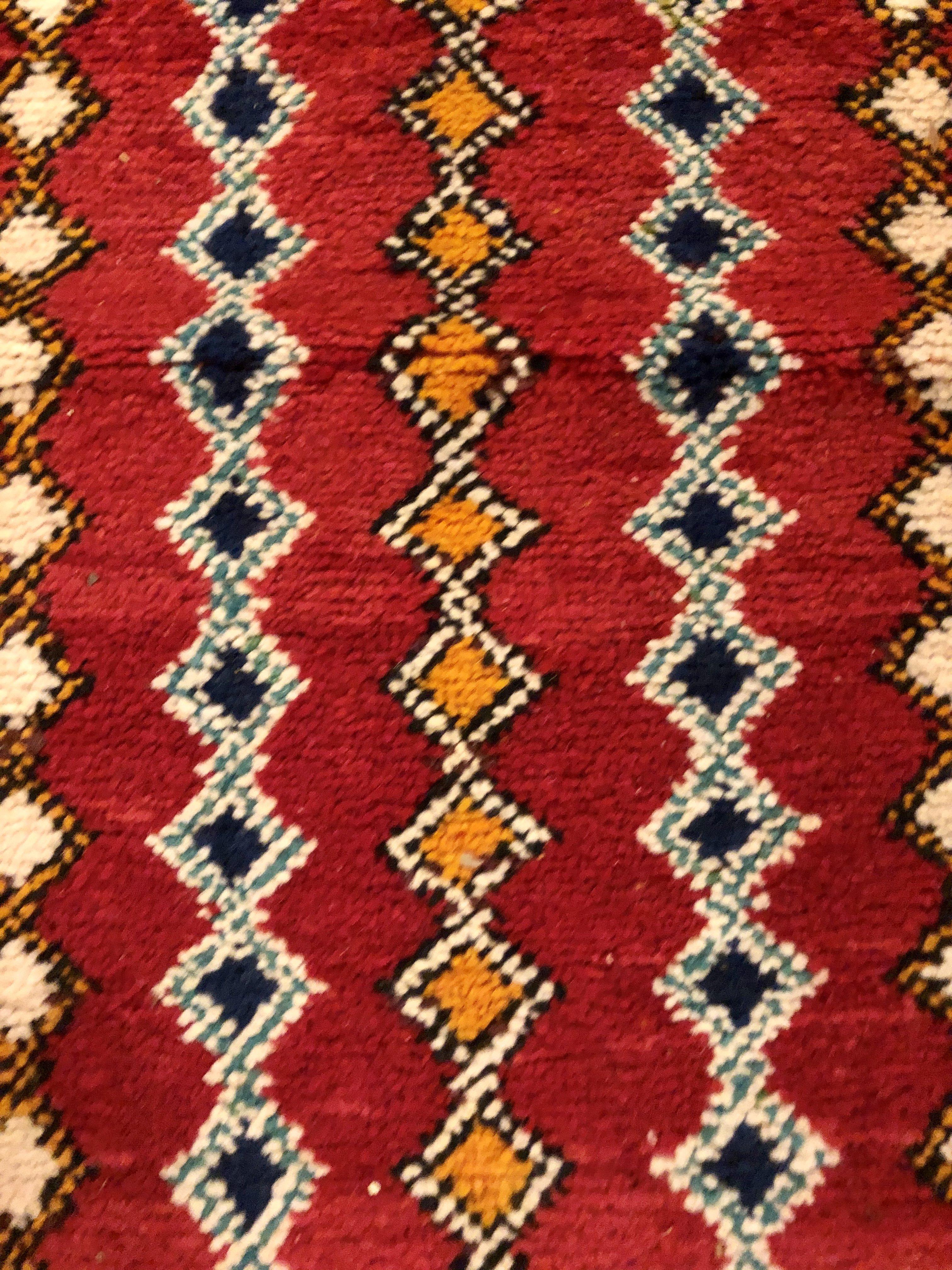 Moroccan Red Small Rug, a Pair In Good Condition In Plainview, NY