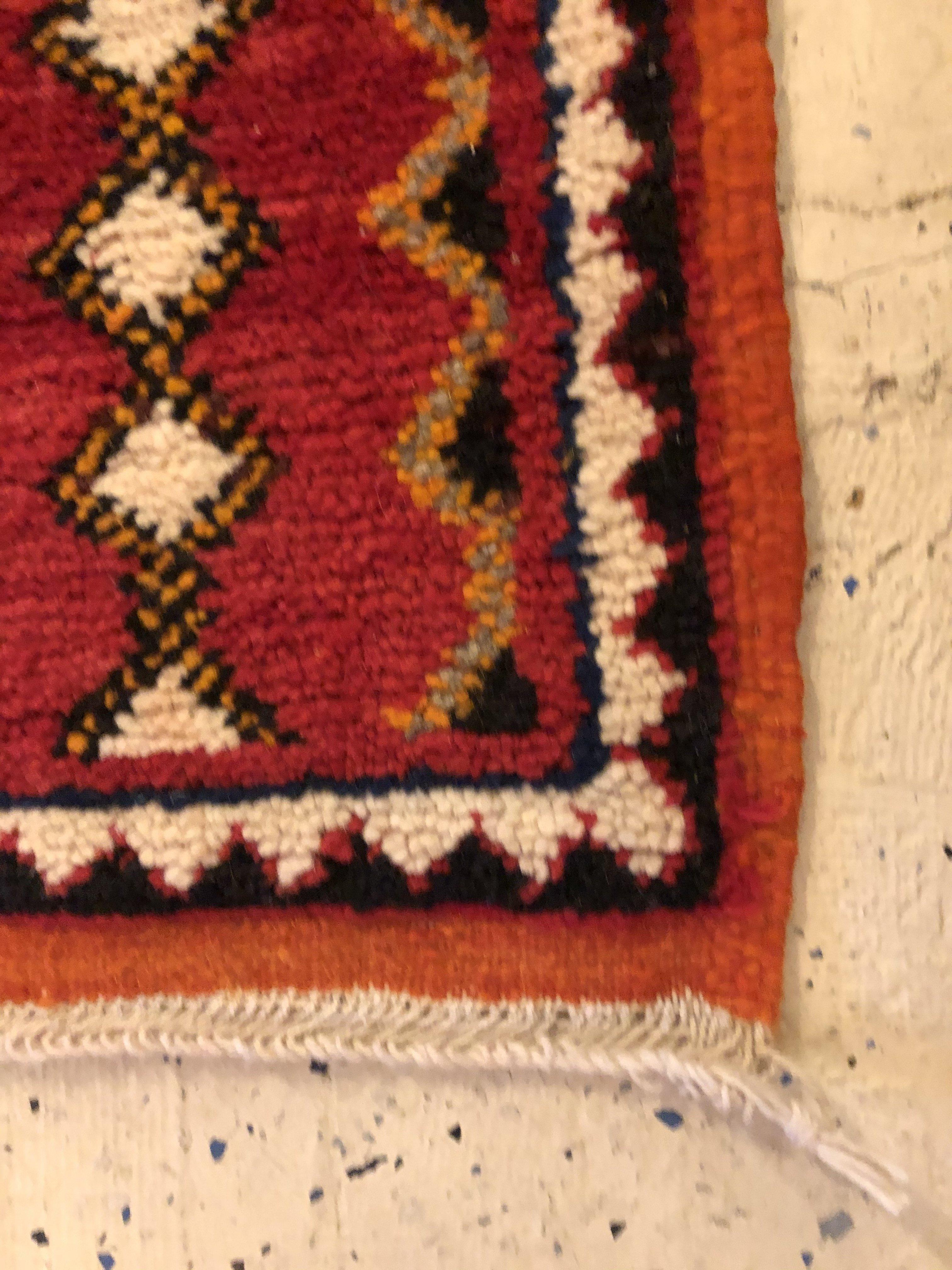 Contemporary Moroccan Red Small Rug, a Pair