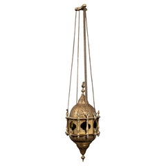 Antique Moroccan Reticulated Brass Lantern
