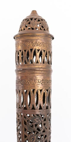 Moroccan Reticulated Patinated Brass Censers, 2