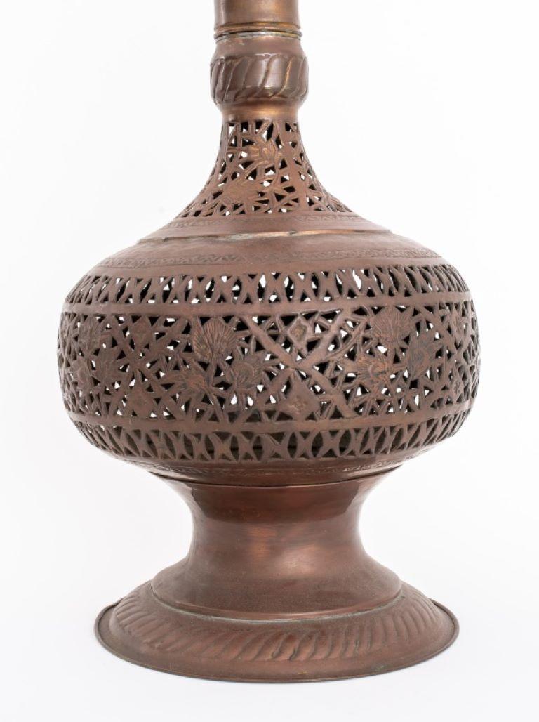 Moroccan Reticulated Patinated Brass Censers, 2 1
