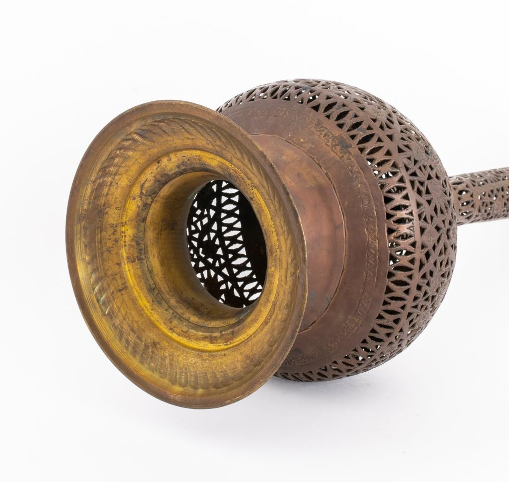 Moroccan Reticulated Patinated Brass Censers, 2 3