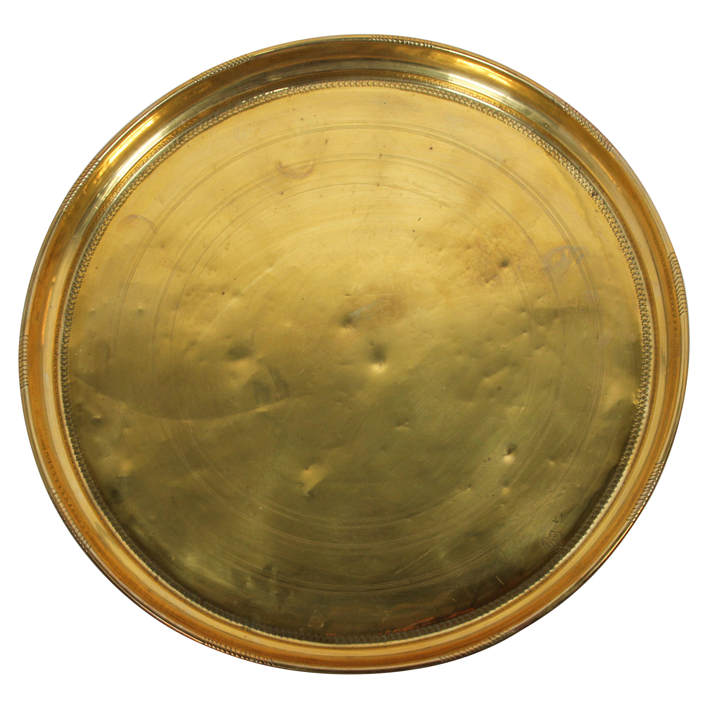 Moroccan Round Antique Brass Tray