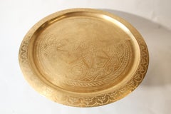 Moroccan Round Brass Tray Table on Folding Stand