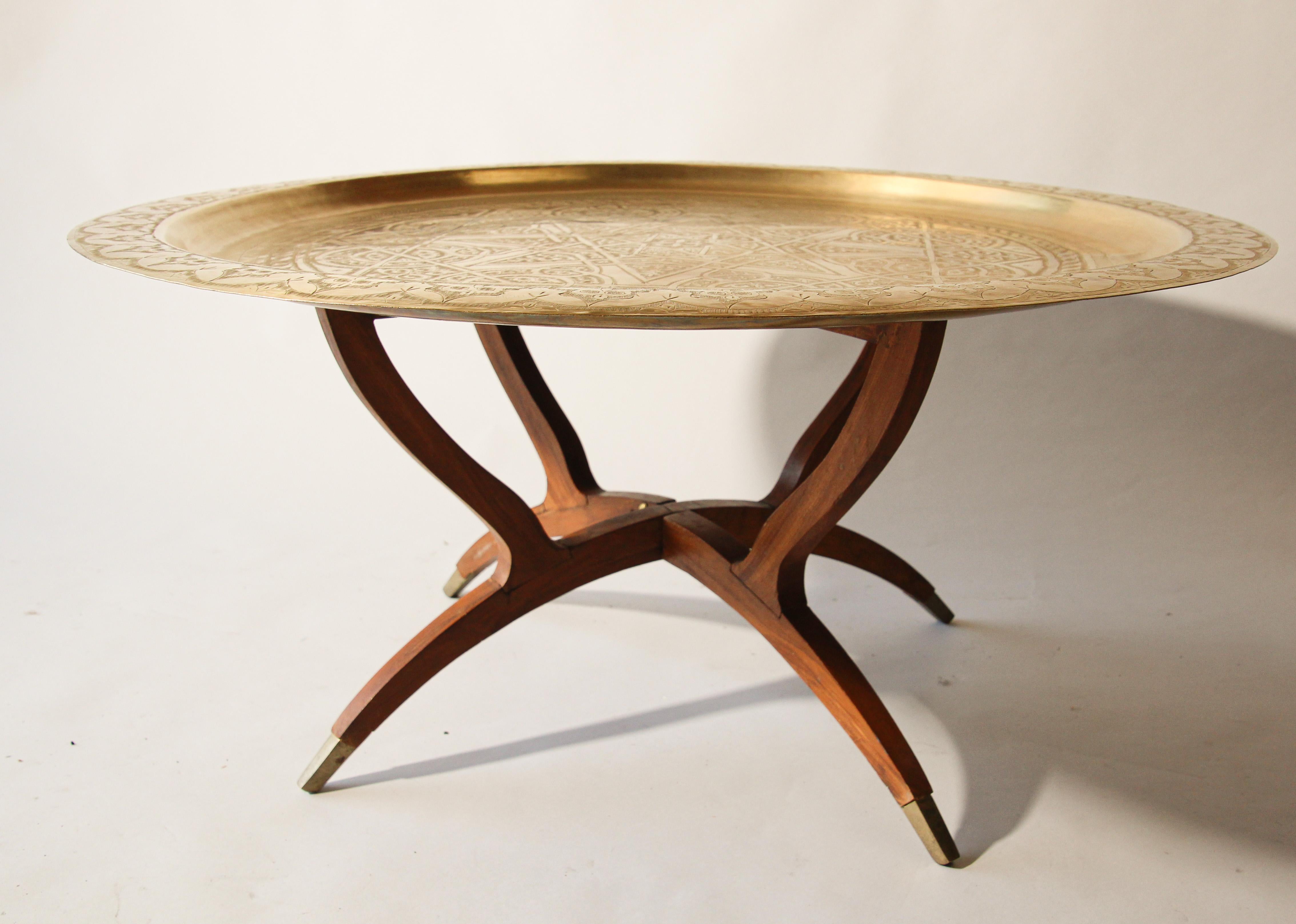 brass tray table with folding legs