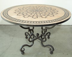 Moroccan Round Mosaic Outdoor Tile Table in Fez Moorish Design