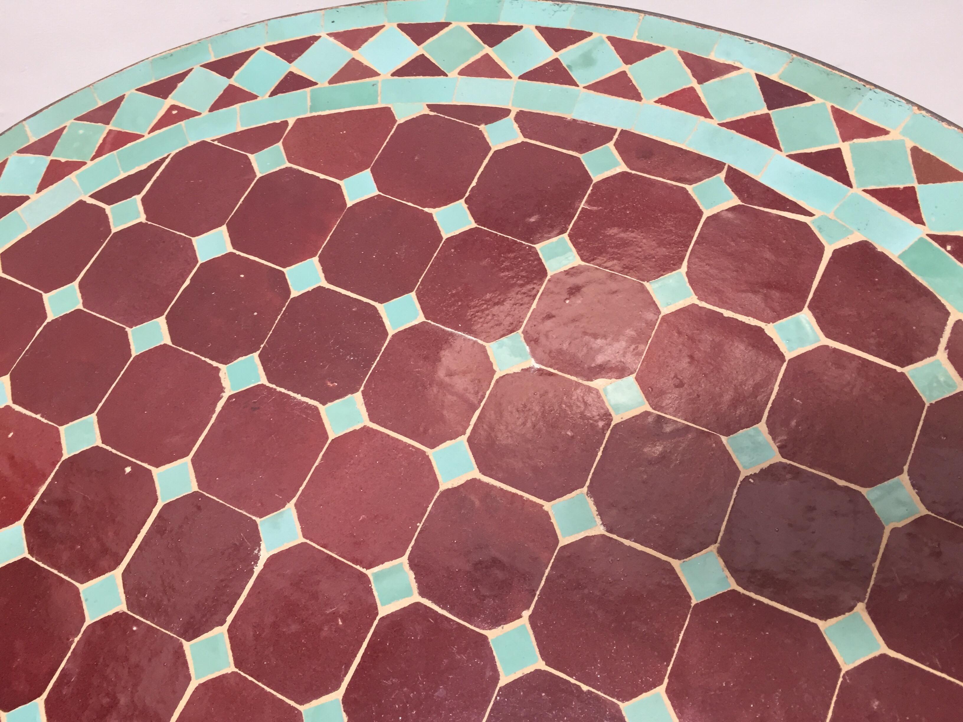 Moroccan Round Mosaic Tile Bistro Table Indoor or Outdoor 2