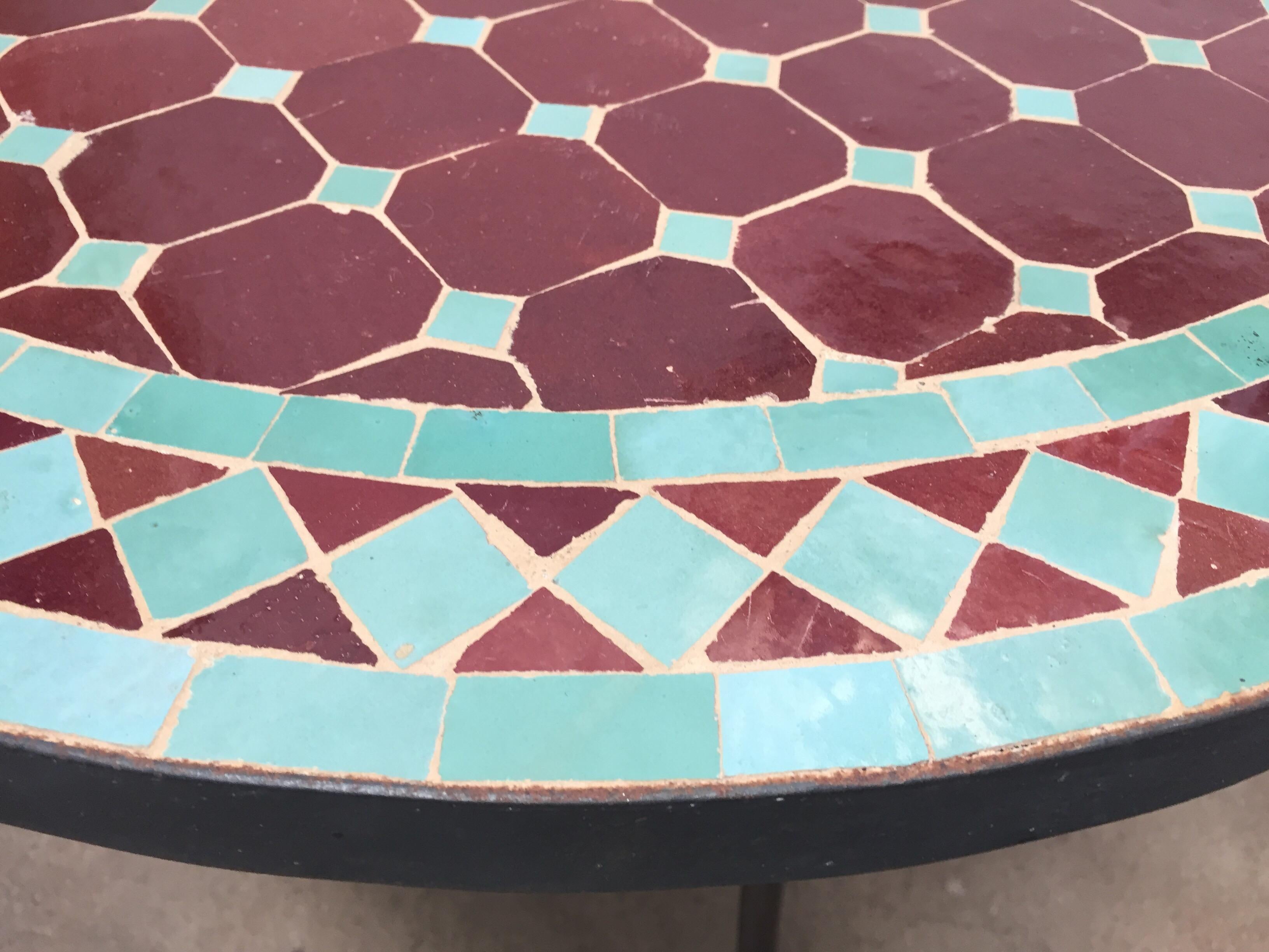 Moroccan Round Mosaic Tile Bistro Table Indoor or Outdoor 3