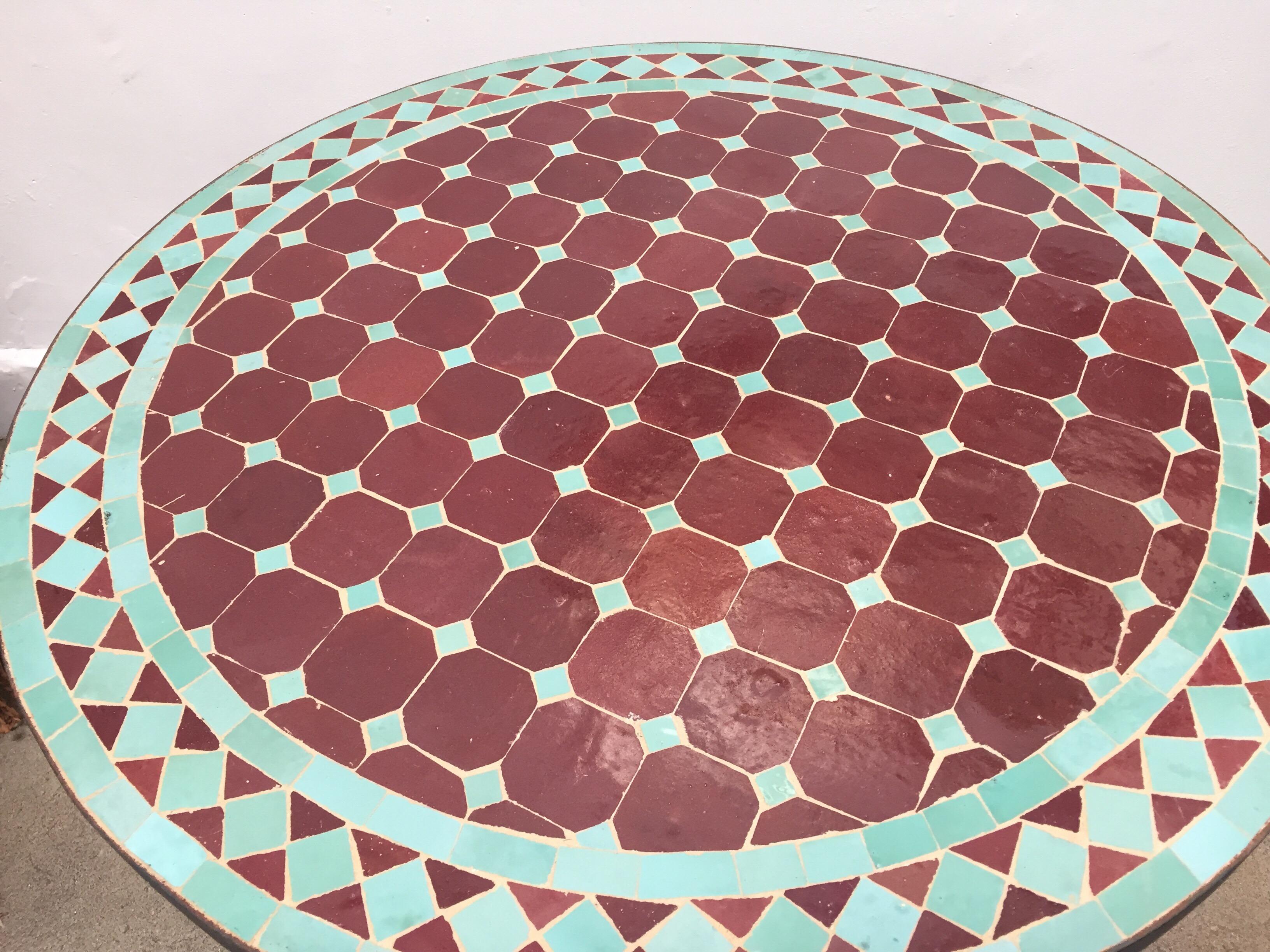 Moorish Moroccan Round Mosaic Tile Bistro Table Indoor or Outdoor