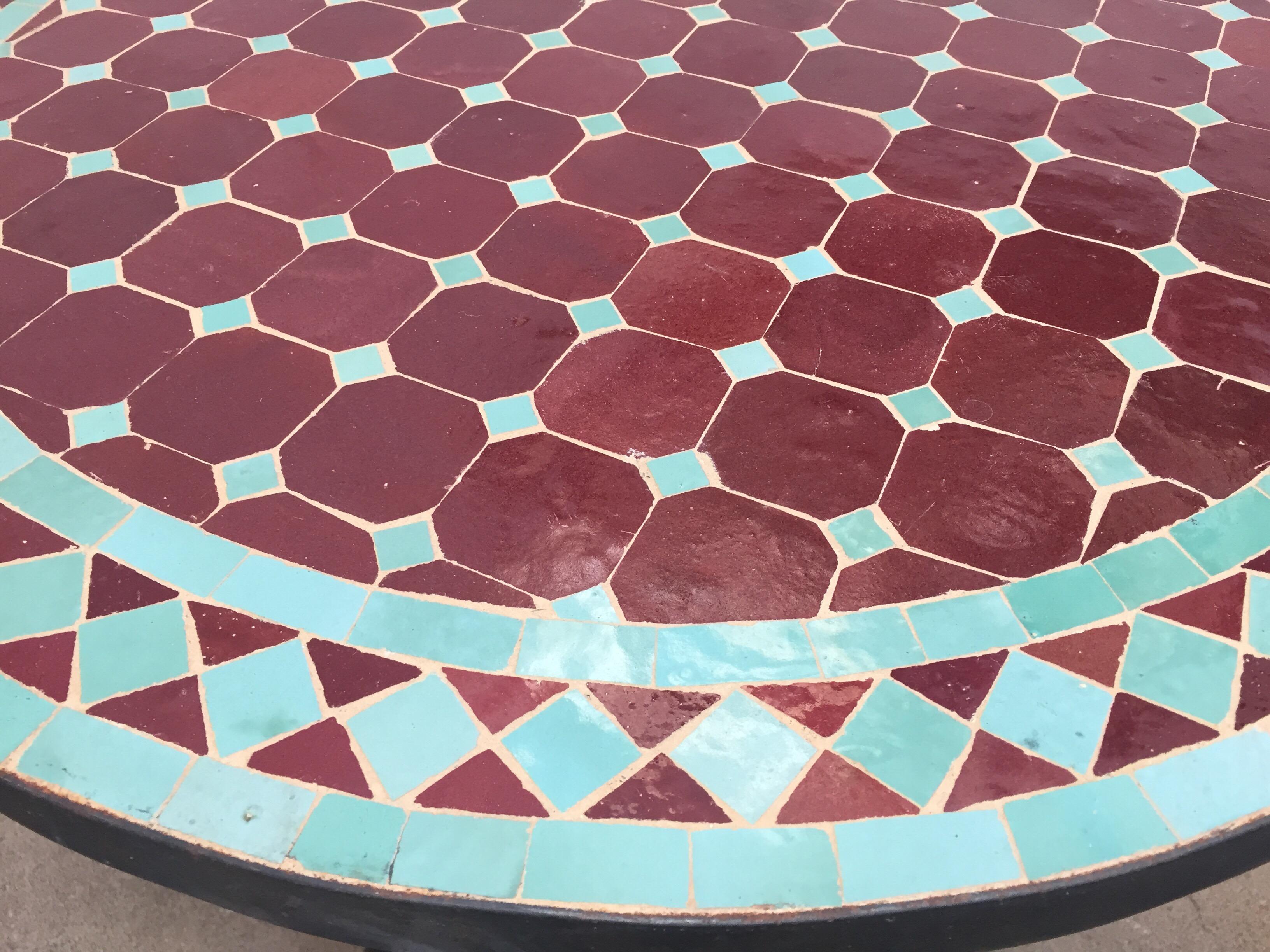 Hand-Crafted Moroccan Round Mosaic Tile Bistro Table Indoor or Outdoor