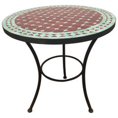 Vintage Moroccan Round Mosaic Tile Bistro Table Indoor or Outdoor