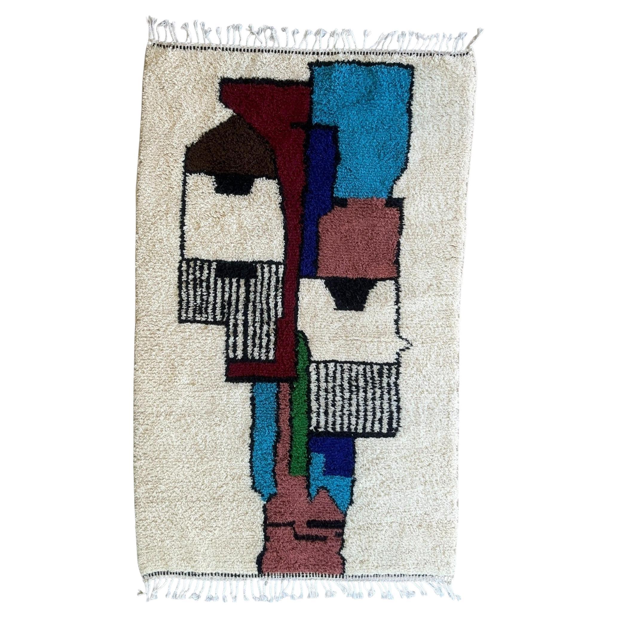 Moroccan Rug 5x8 FT Artisan Signature, Berber Rug for Kids Room, In Stock