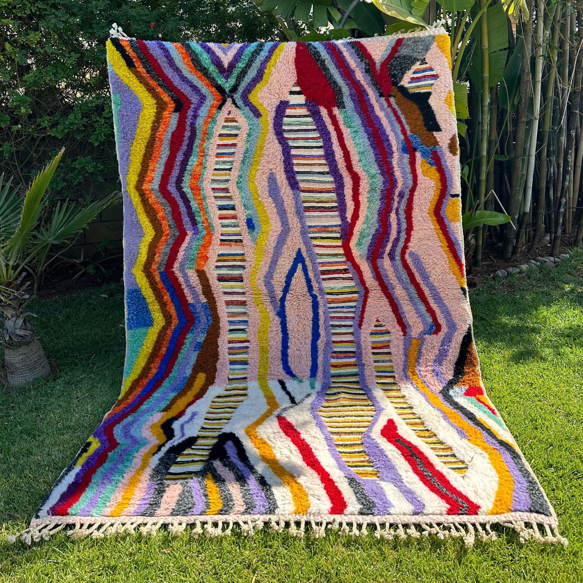 Moroccan Rug Berber Odyssey, Handwoven Multicolor Berber Rug, 6.5x10 FT ...