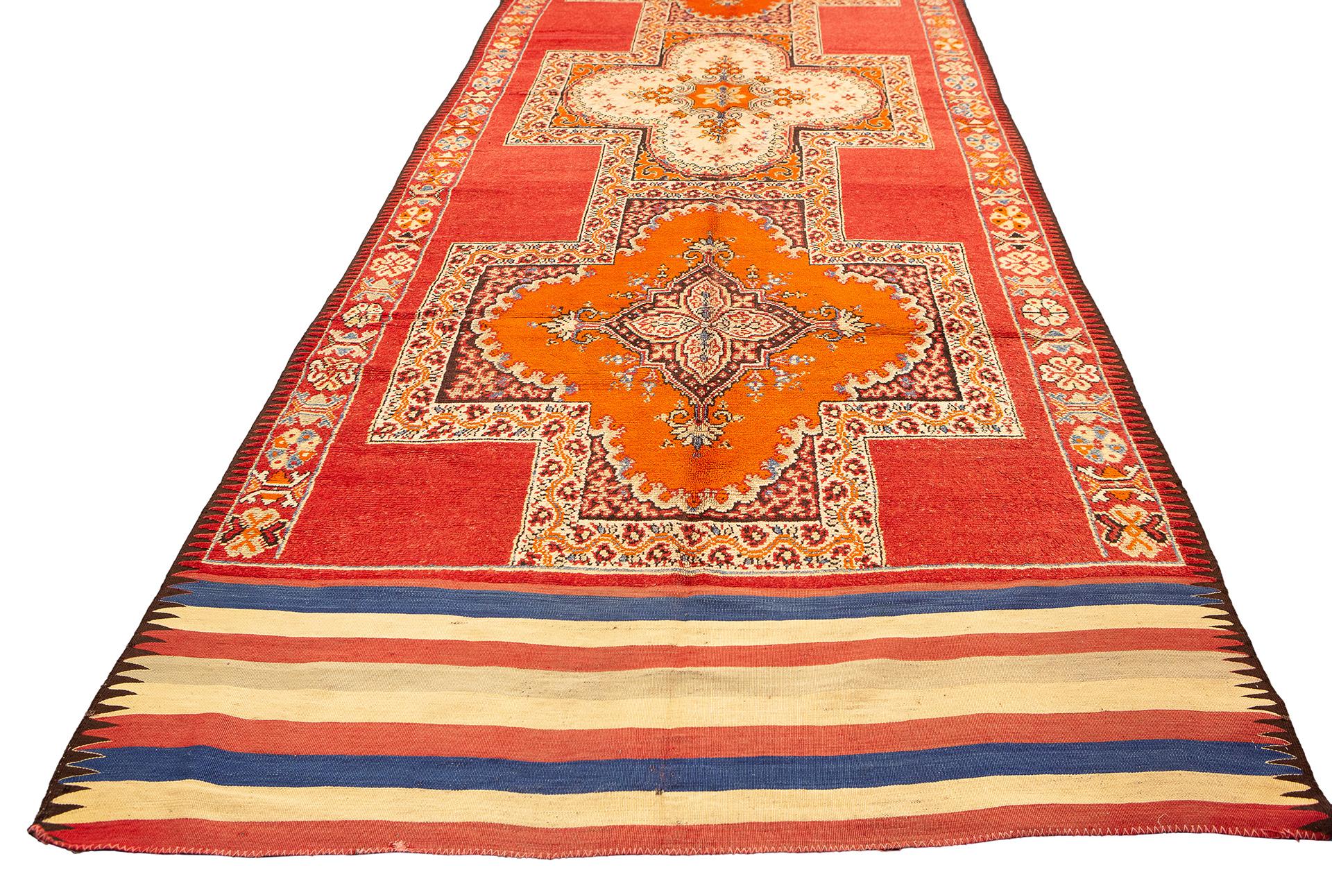 Hand-Knotted Moroccan Rug Extra Long Multi-Color For Sale