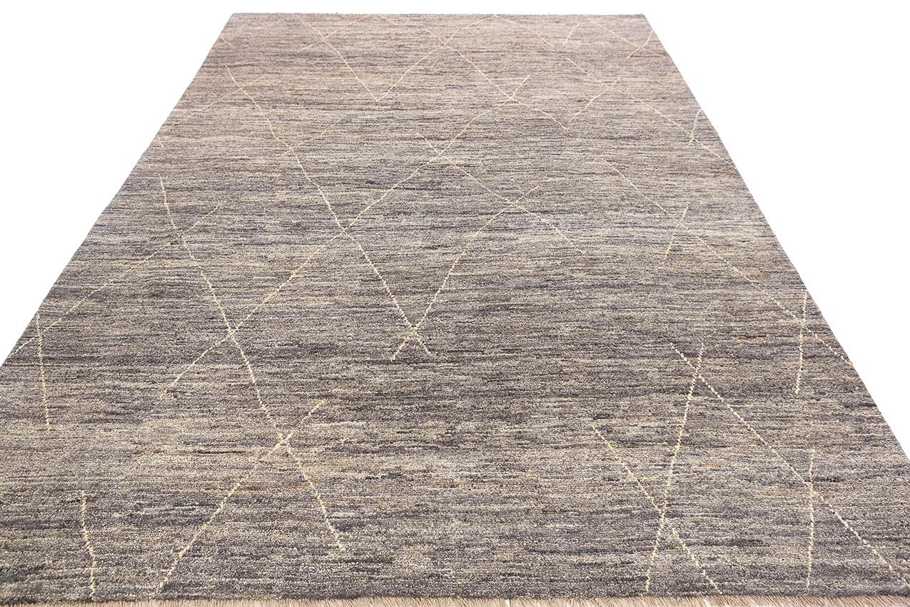 Contemporary Moroccan Rug Hand-Knotted Genuine Wool For Sale