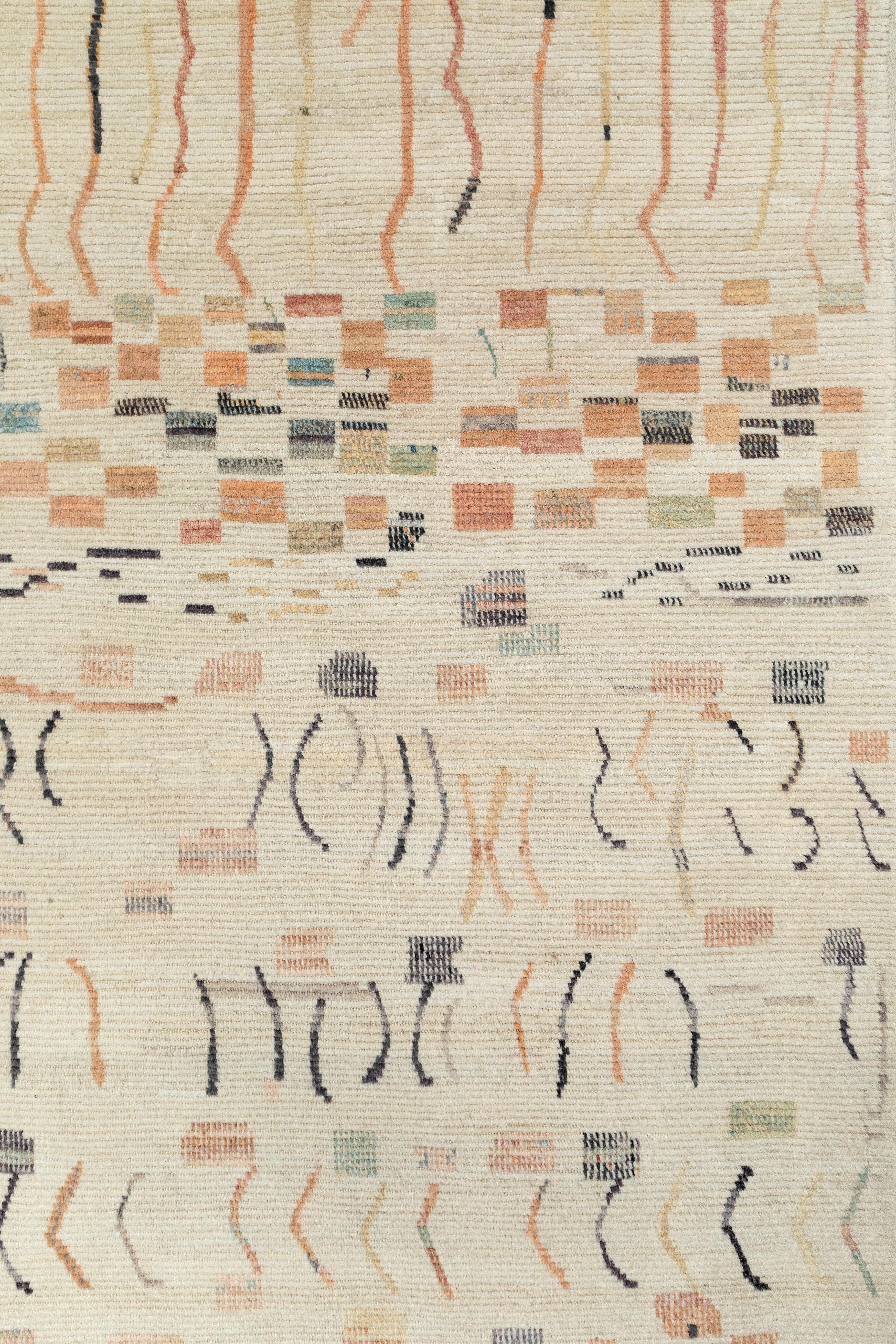 Tapis marocain - Laine nouée à la main avec un design tribal artistique en vente 1