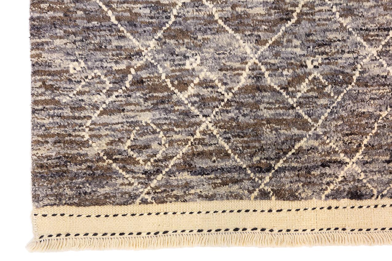 Contemporary Moroccan Rug Handcrafted Genuine Wool For Sale