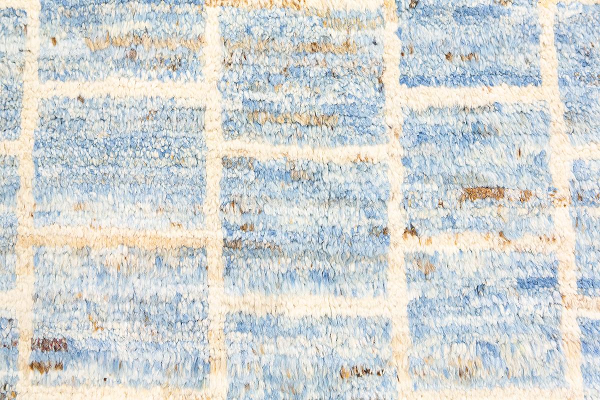 Contemporary Moroccan Rug Handmade Genuine Sheep Wool For Sale