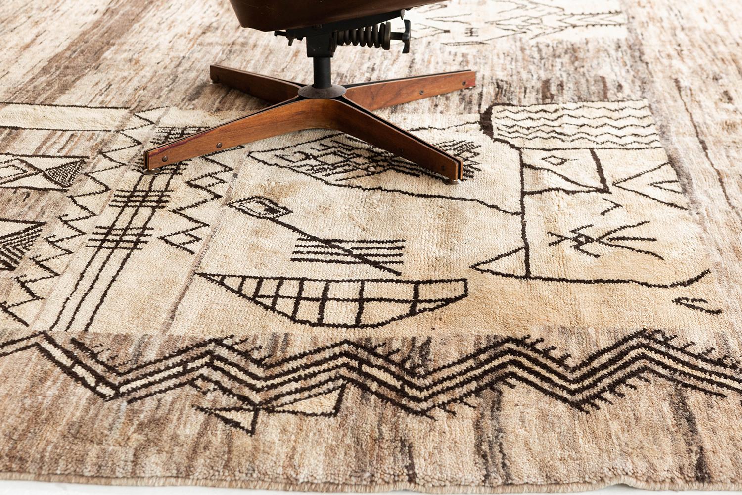 Hand-Knotted Moroccan Rug Middle Atlas Tribe Atlas Collection For Sale