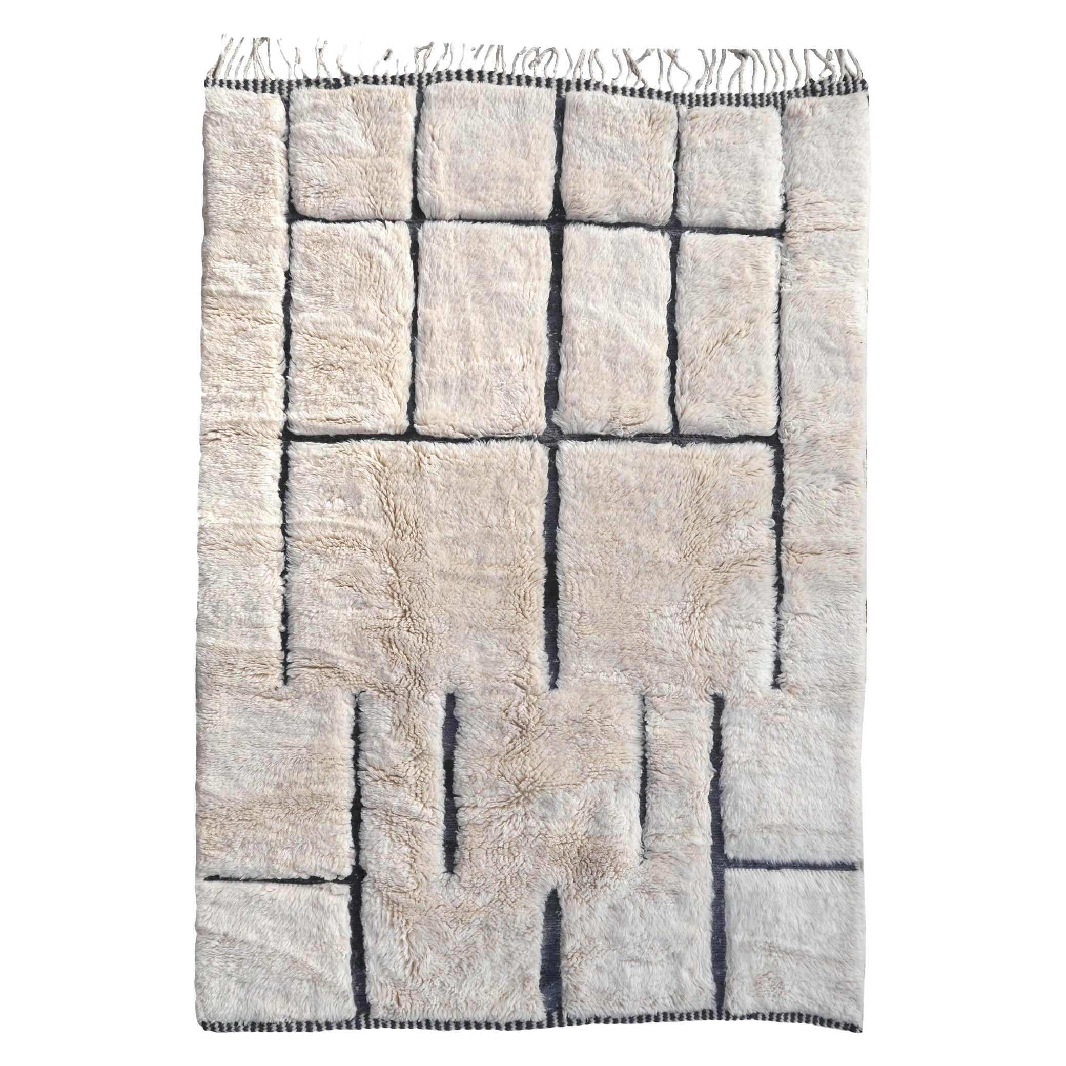 Moroccan Rug North African Tribal Bauhaus Design Djoharian Collection Beige