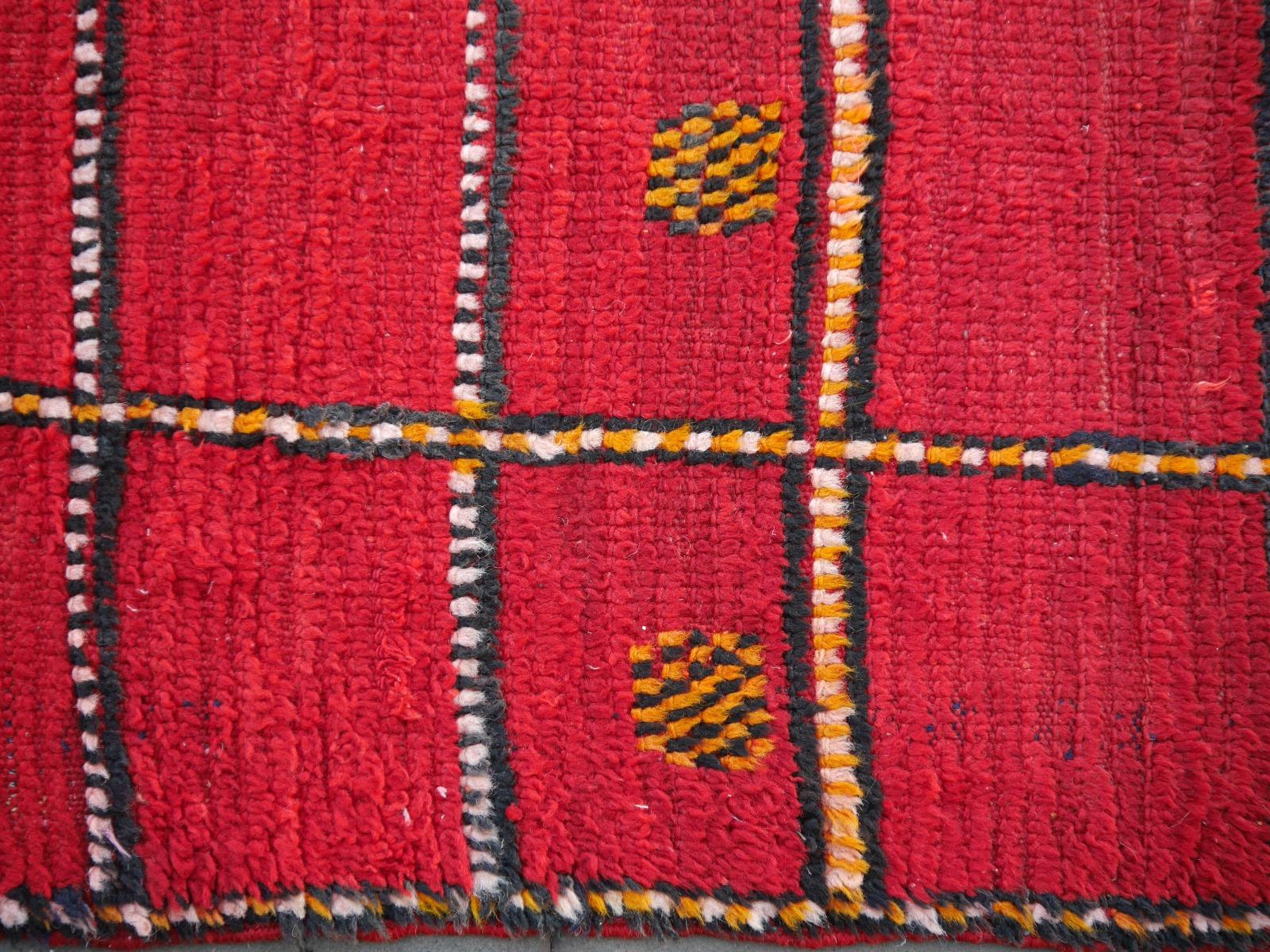 Late 20th Century Moroccan Rug North African Tribal Bauhaus Design Djoharian Collection Vintage For Sale